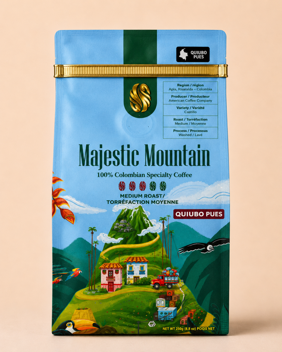 Colombian Specialty Coffee 250g - Majestic Mountain "Quiubo Pues"