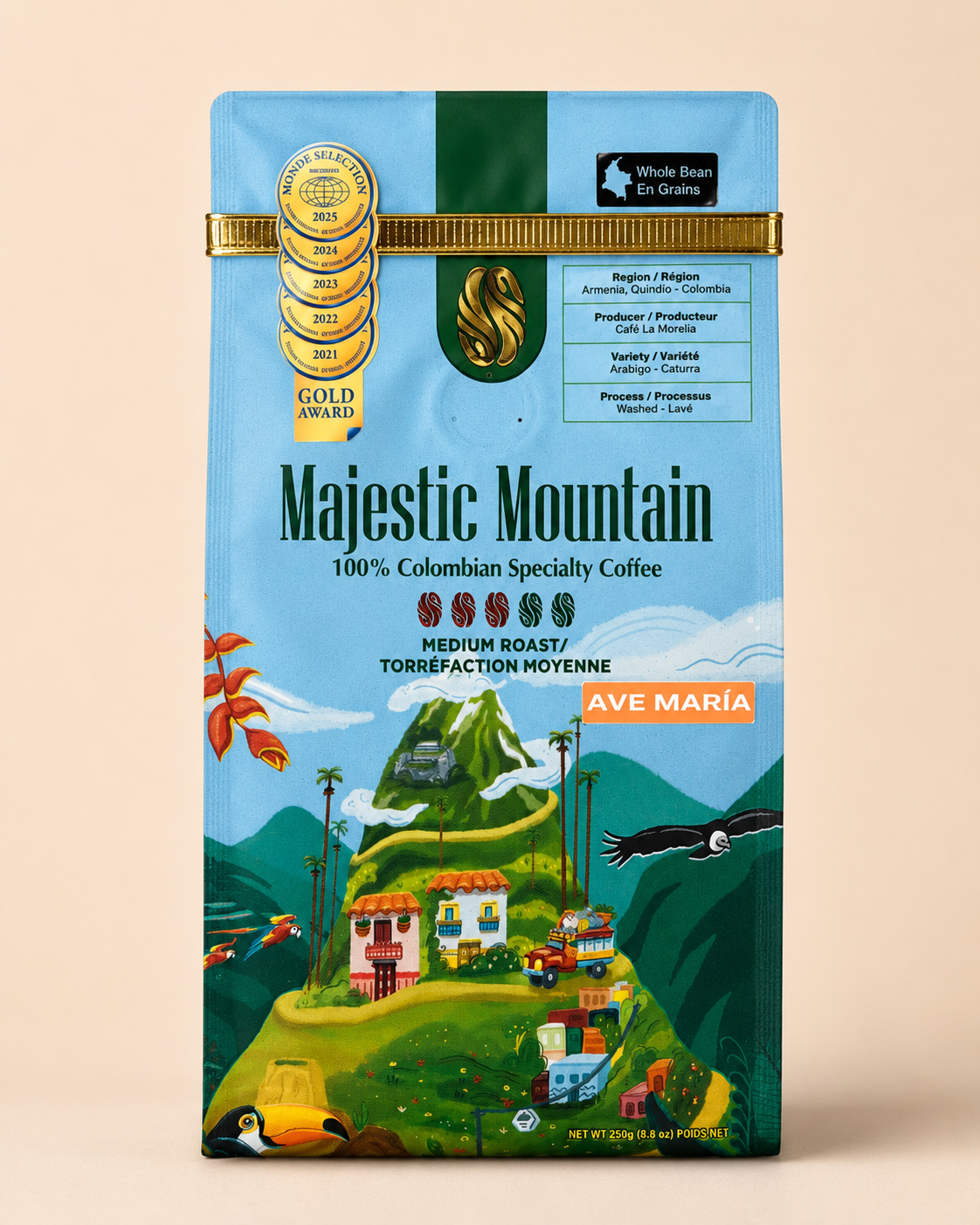 Colombian Specialty coffee Ave Maria front 